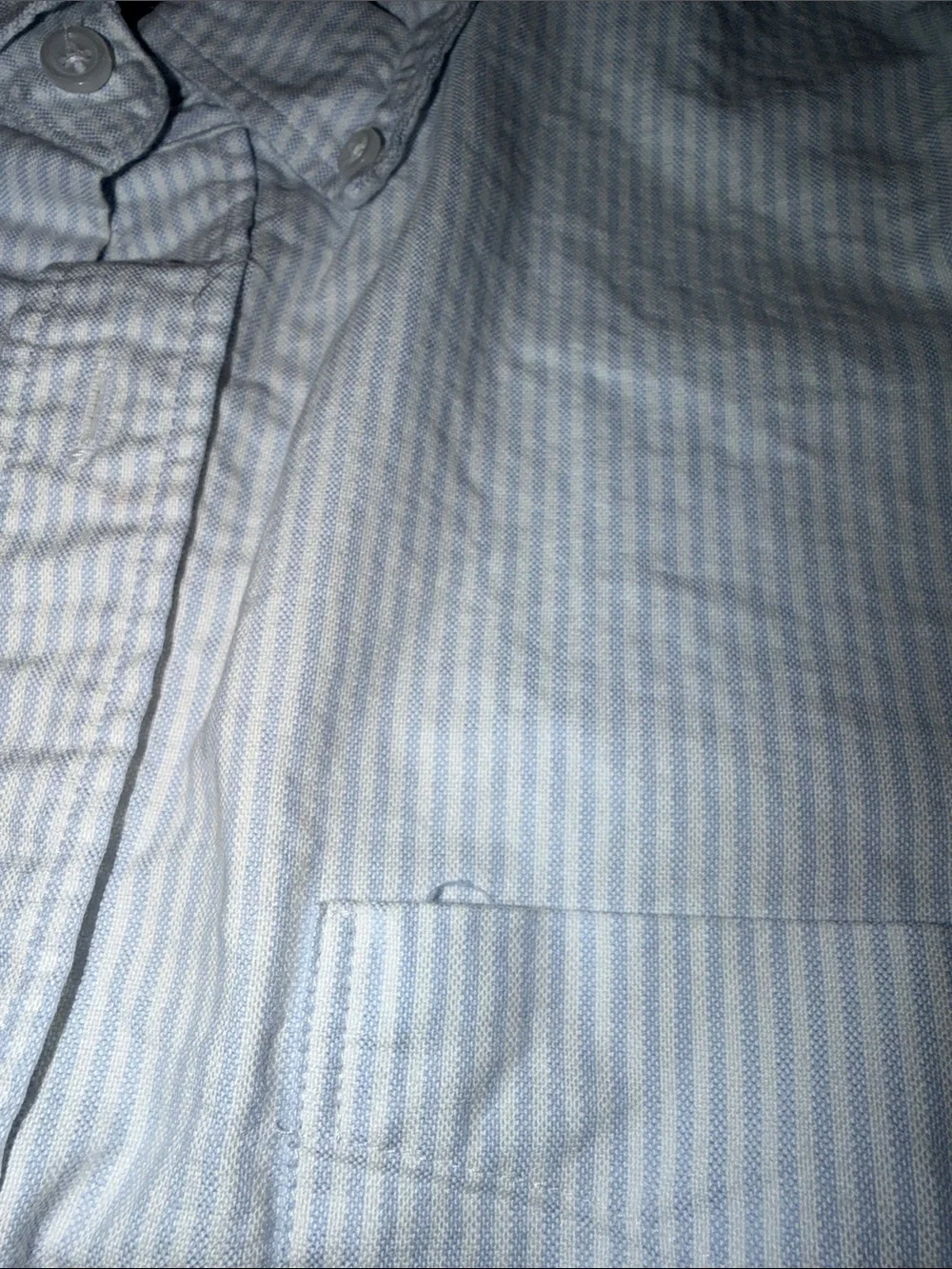 J. Crew Men’s Blue and White Pinstripe Button-Up Shirt